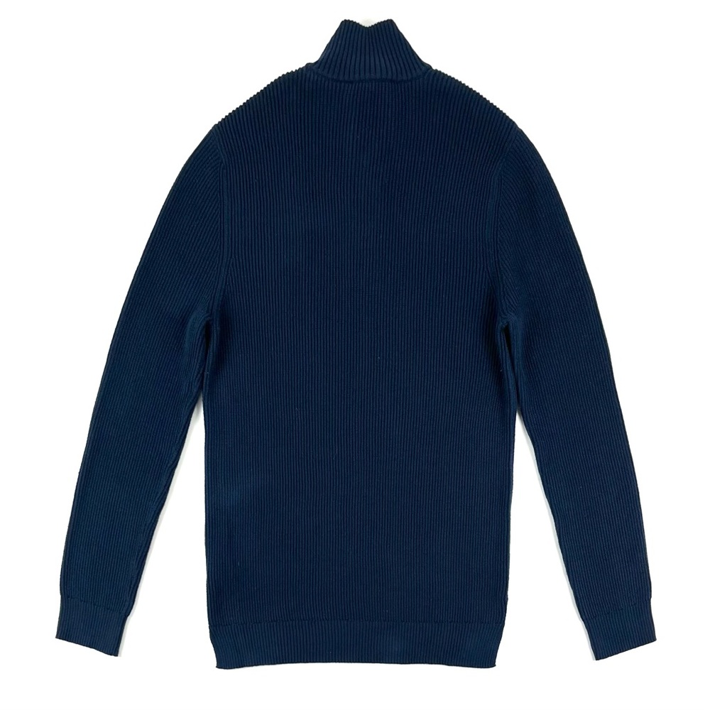 Express Solid Mock Neck Snap Zip Navy Sweater - image 3